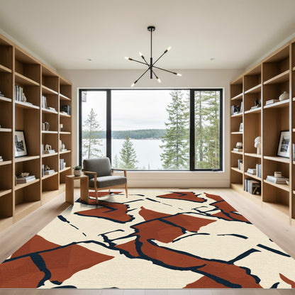 Terracotta Abstract Brushstroke Forms Rug