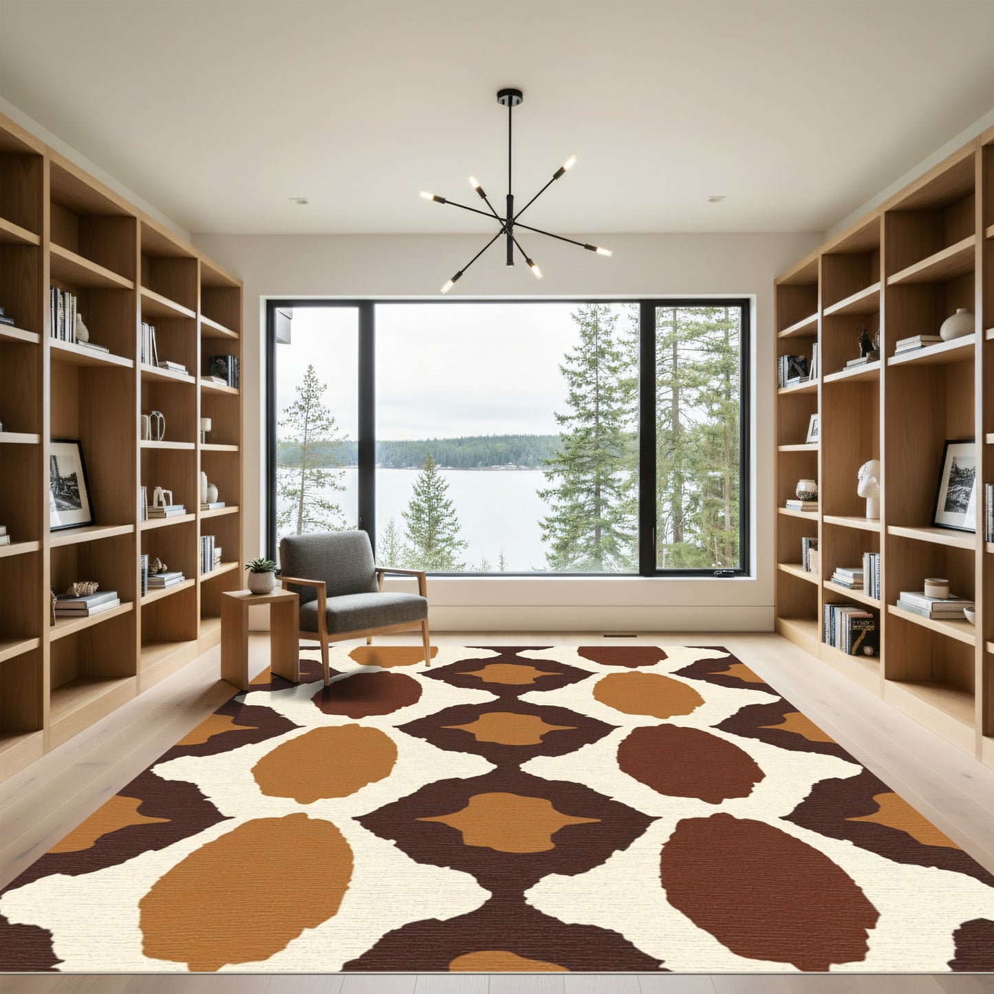 Earthy Brown Organic Diamond Lattice Rug