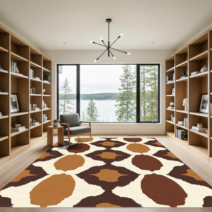 Earthy Brown Organic Diamond Lattice Rug