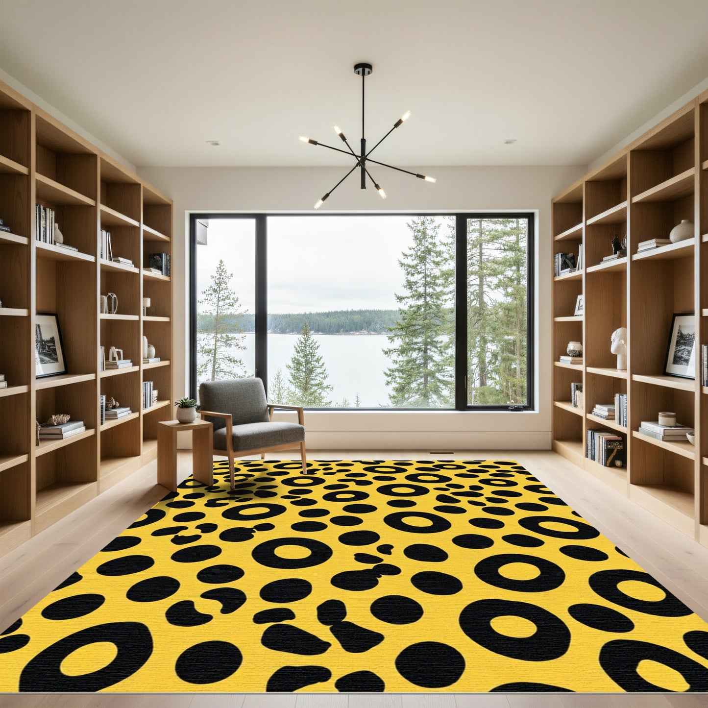 Bold Yellow Black Animal Print Rug