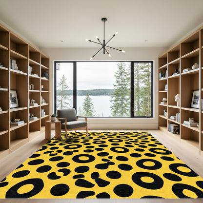 Bold Yellow Black Animal Print Rug
