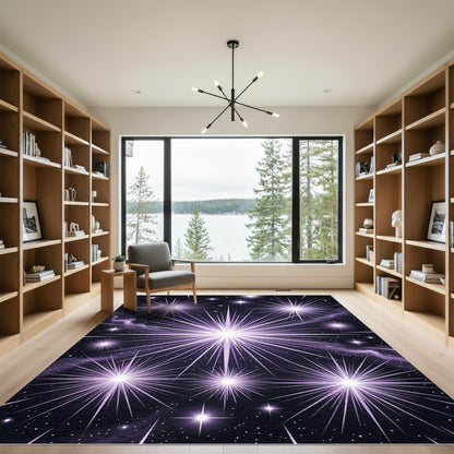 Radiant Violet Celestial Starry Night Rug