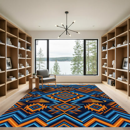 Tribal Diamond Geometric Medallion Rug