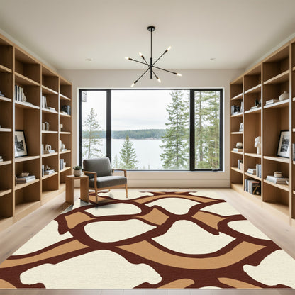 Deep Brown Abstract Organic Diamond Rug