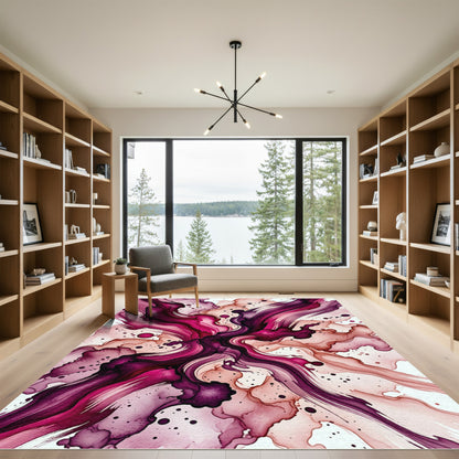Magenta Fluid Flowing Abstract Wave Rug