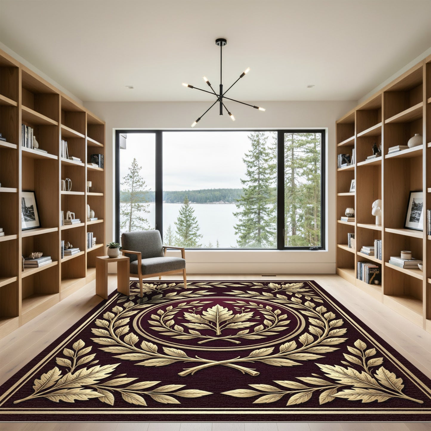 Elegant Gold Laurel Wreath Vine Rug