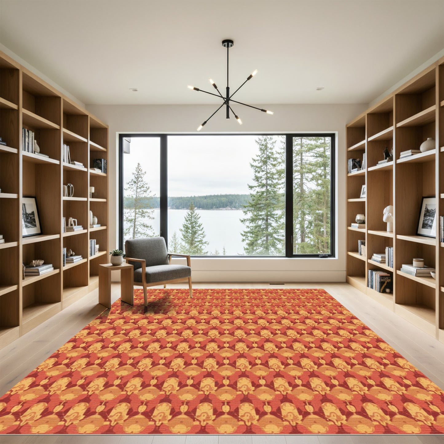 Warm Ochre Abstract Medallion Arrangement Rug