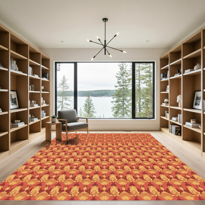 Warm Ochre Abstract Medallion Arrangement Rug