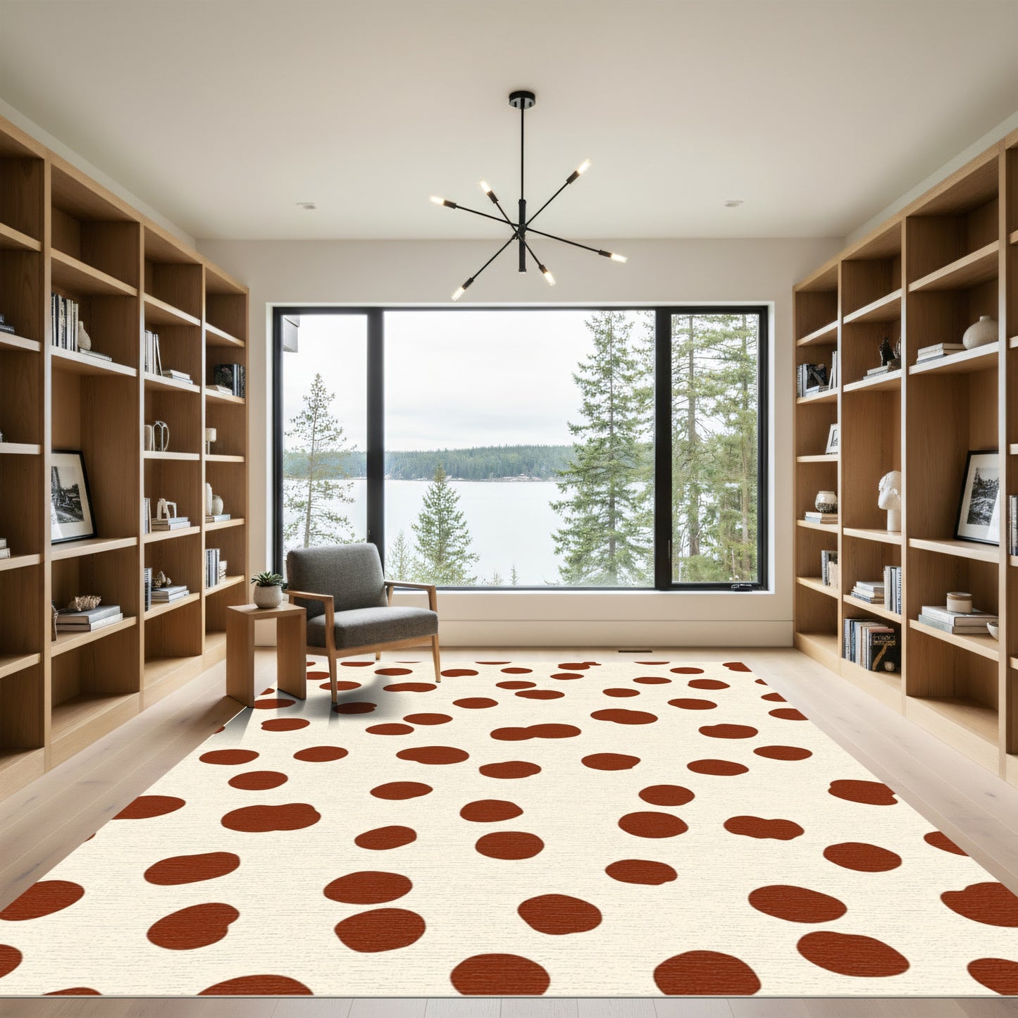 Cream Brown Polka Dot Scatter Rug