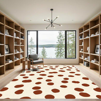 Cream Brown Polka Dot Scatter Rug