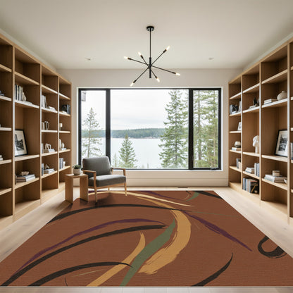 Earthy Tones Abstract Brushstrokes Rug