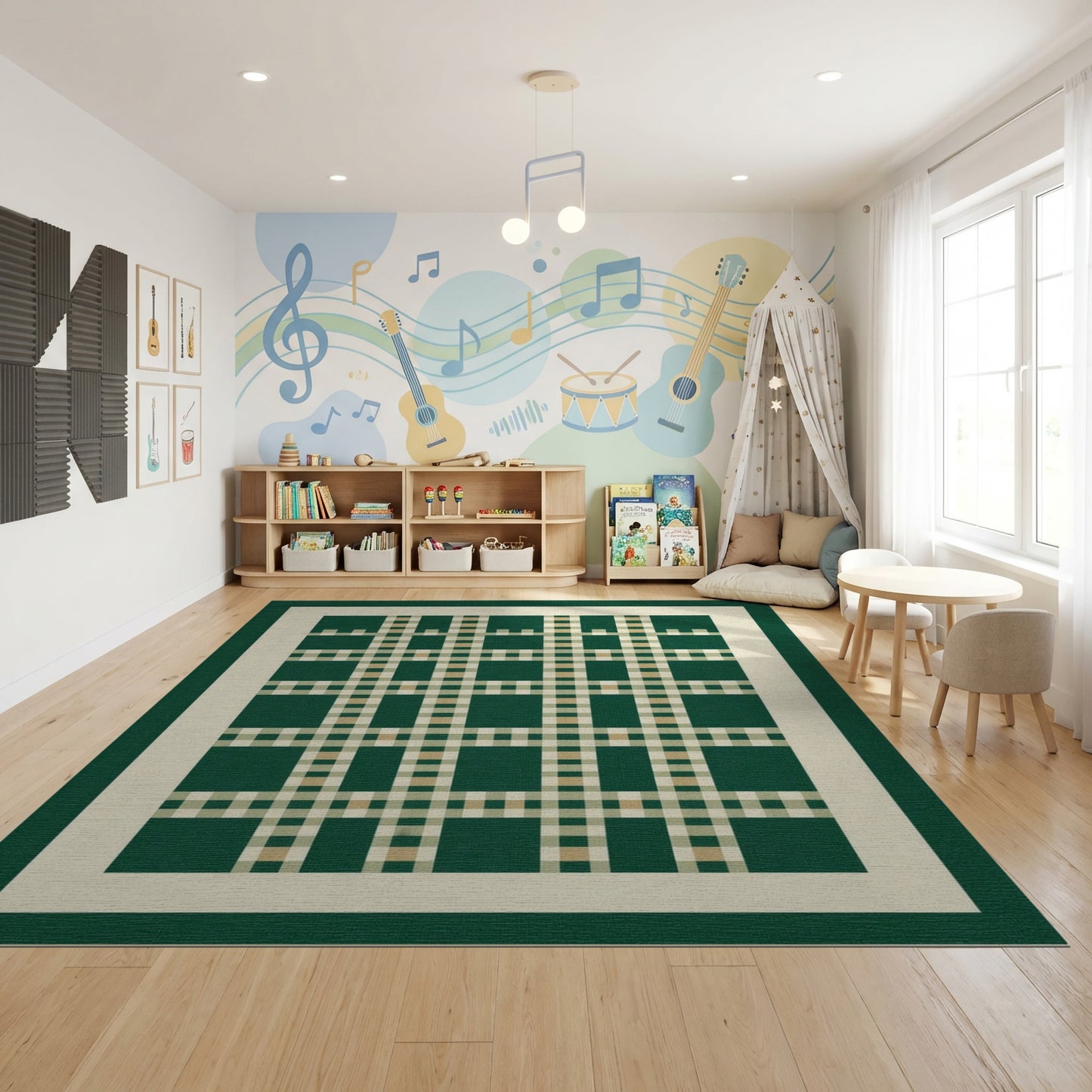 Classic Green Plaid Check Rug