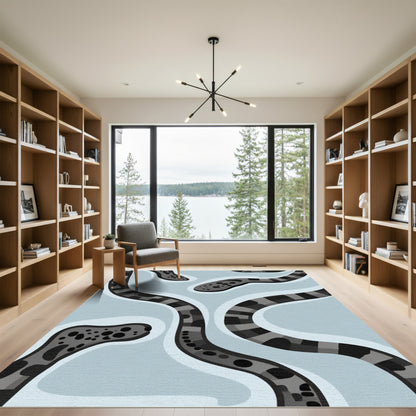 Abstract Gray Serpent Swirl Rug