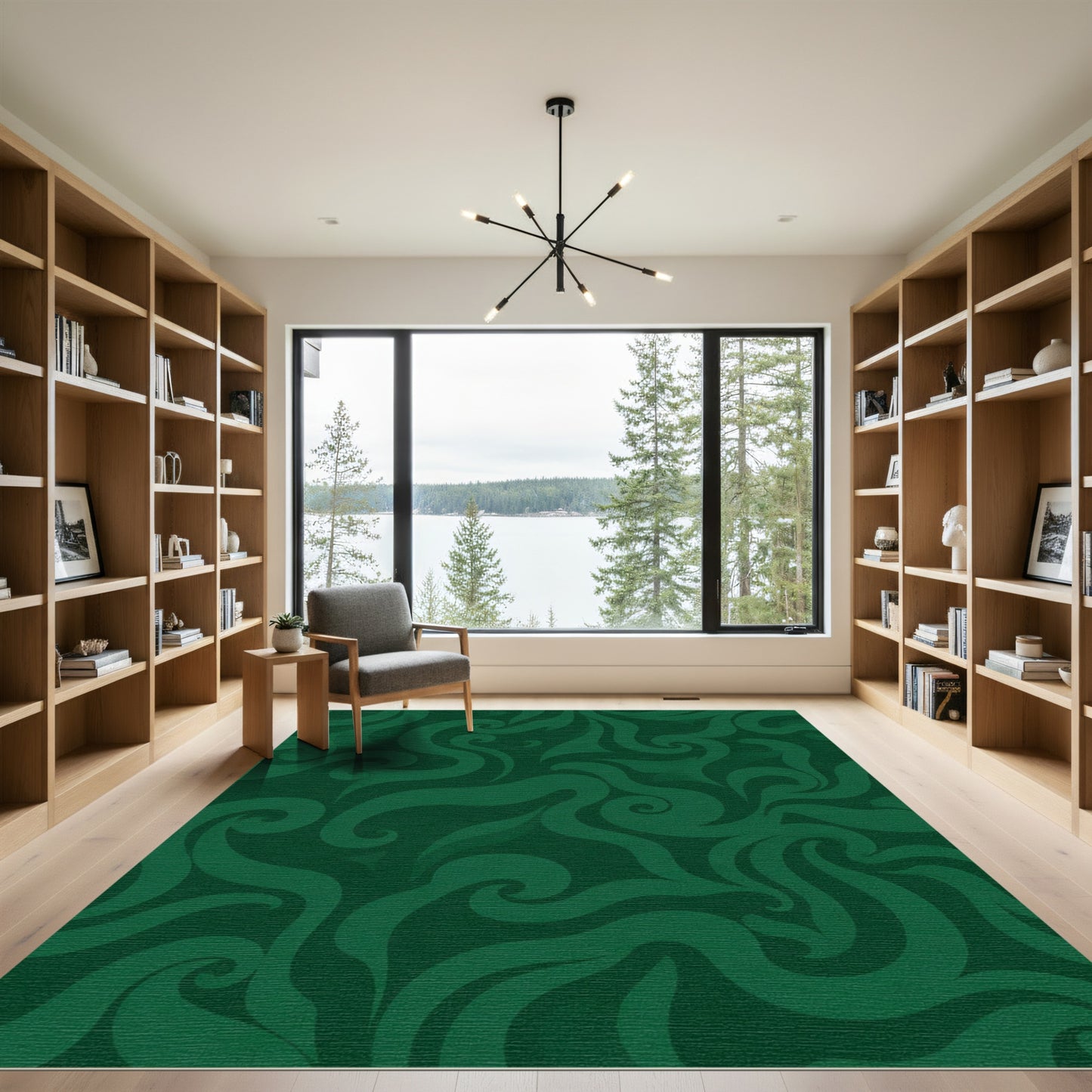 Deep Forest Swirl Organic Flow Rug