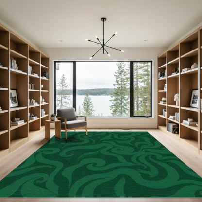 Deep Forest Swirl Organic Flow Rug