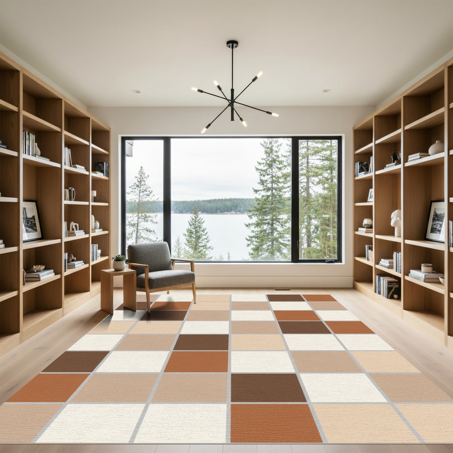 Earthy Tones Checkerboard Quad Rug