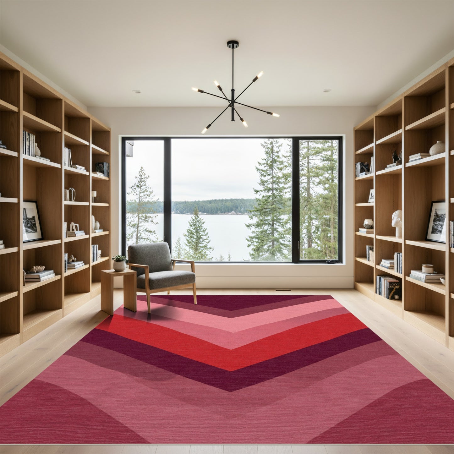 Crimson Peach Chevron Layer Rug
