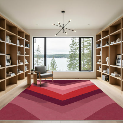 Crimson Peach Chevron Layer Rug