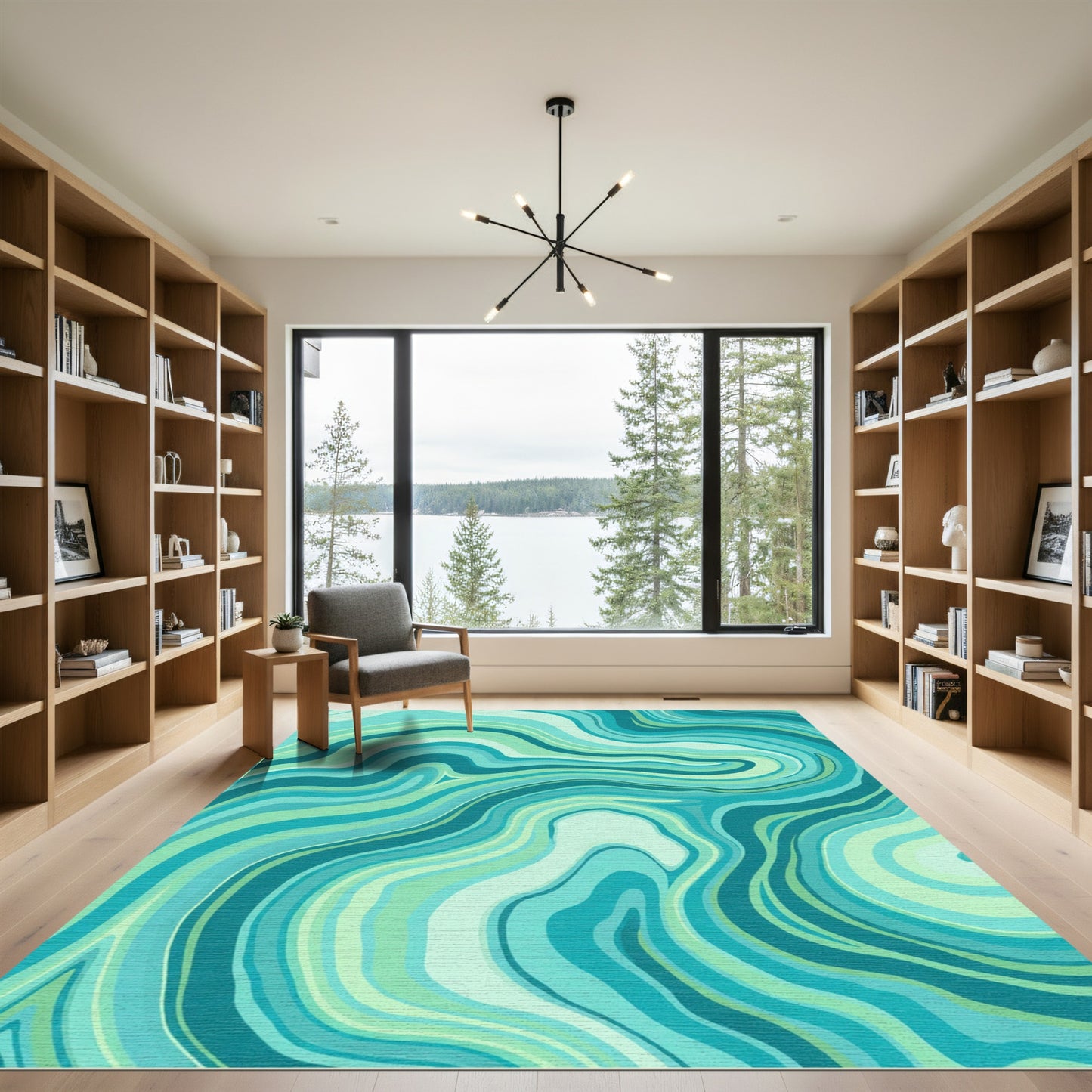 Calm Teal Agate Swirl Rug