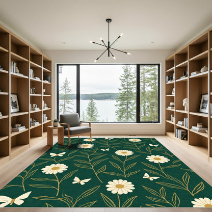 Emerald Garden Daisy Butterfly Rug