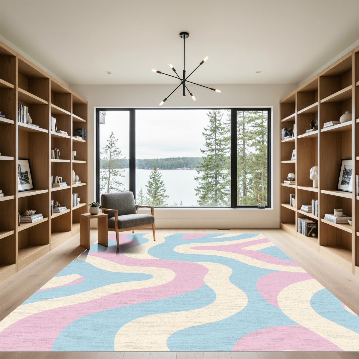 Pastel Swirl Abstract Wave Rug