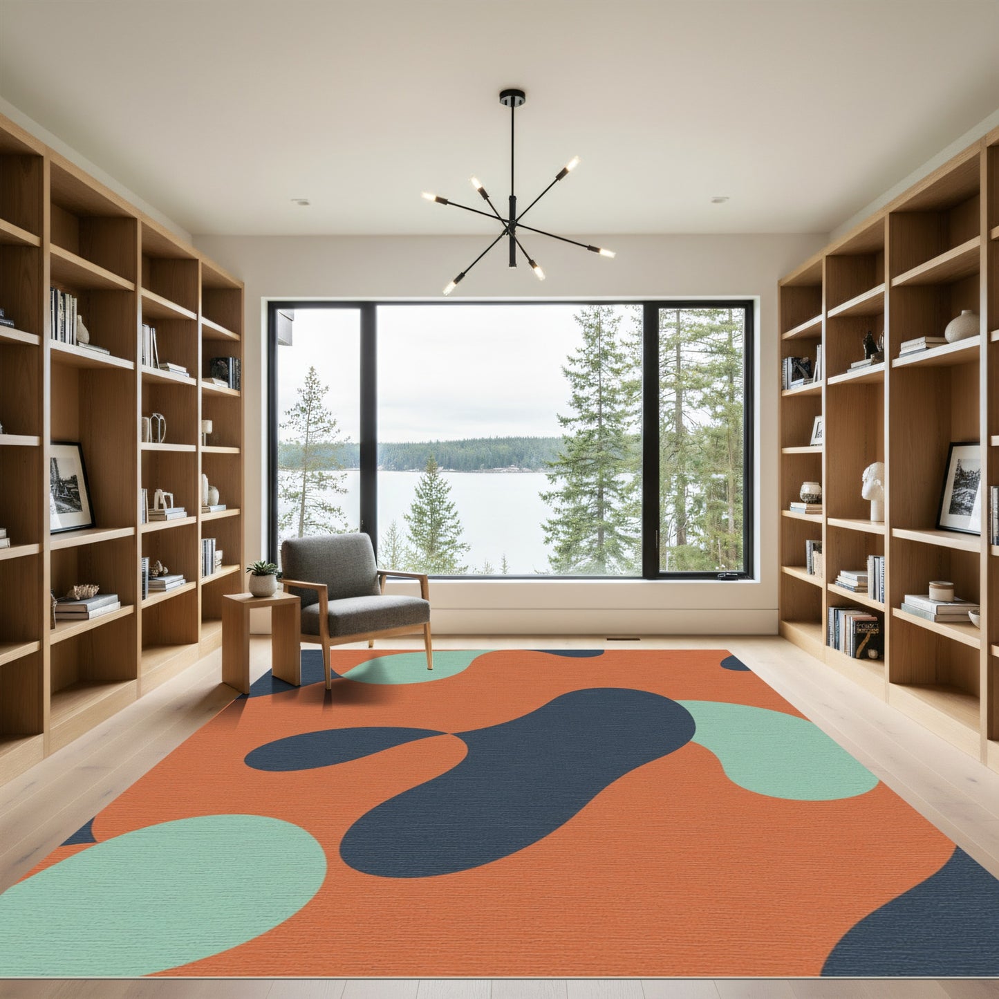 Abstract Organic Terra Cotta Swirls Rug