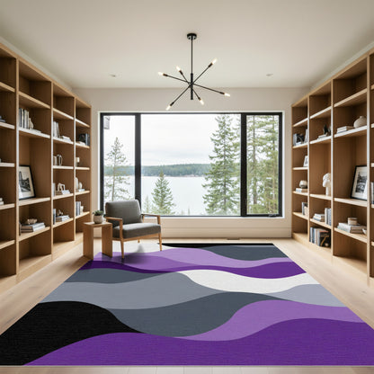 Amethyst Purple Abstract Wave Landscape Rug