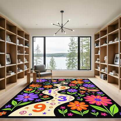 Retro Floral Butterflies Garden Path Rug