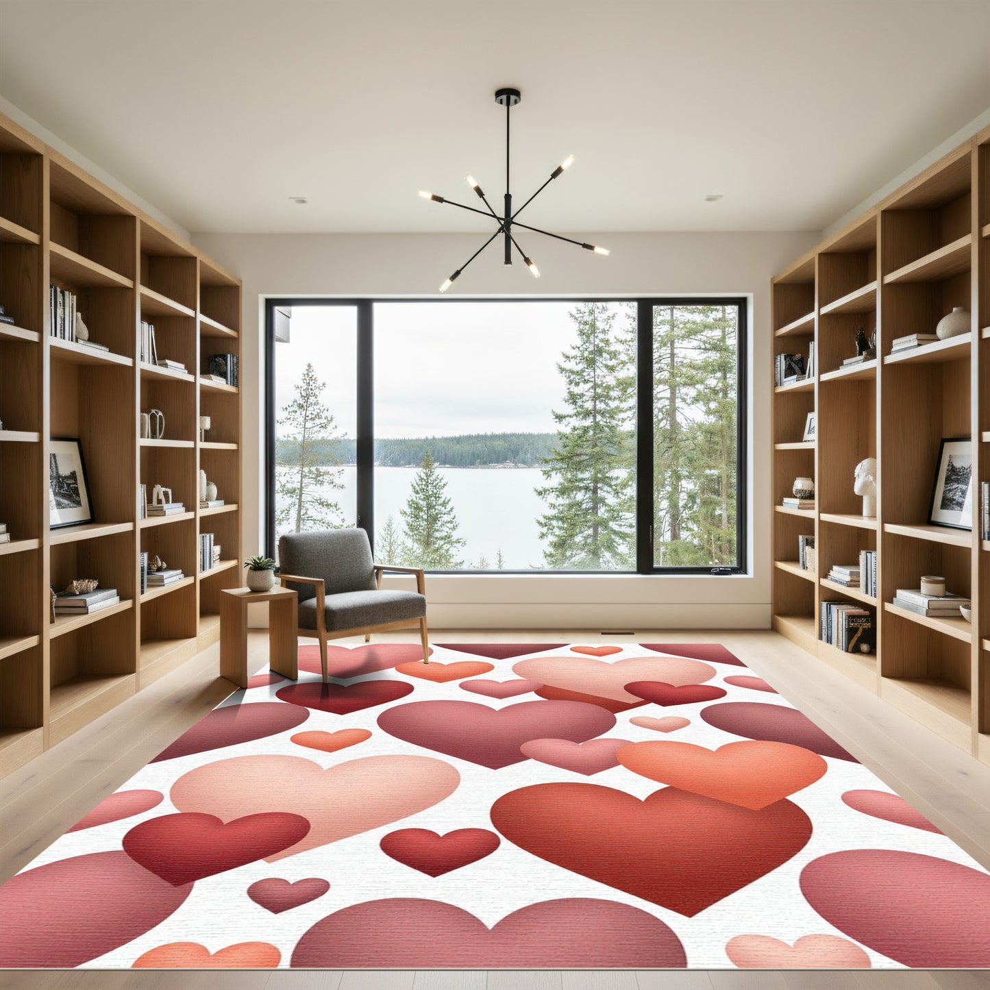 Romantic Blush and Crimson Heart Collage Rug