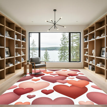 Romantic Blush and Crimson Heart Collage Rug