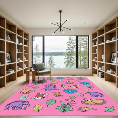 Whimsical Creatures and Tropical Flora Rug