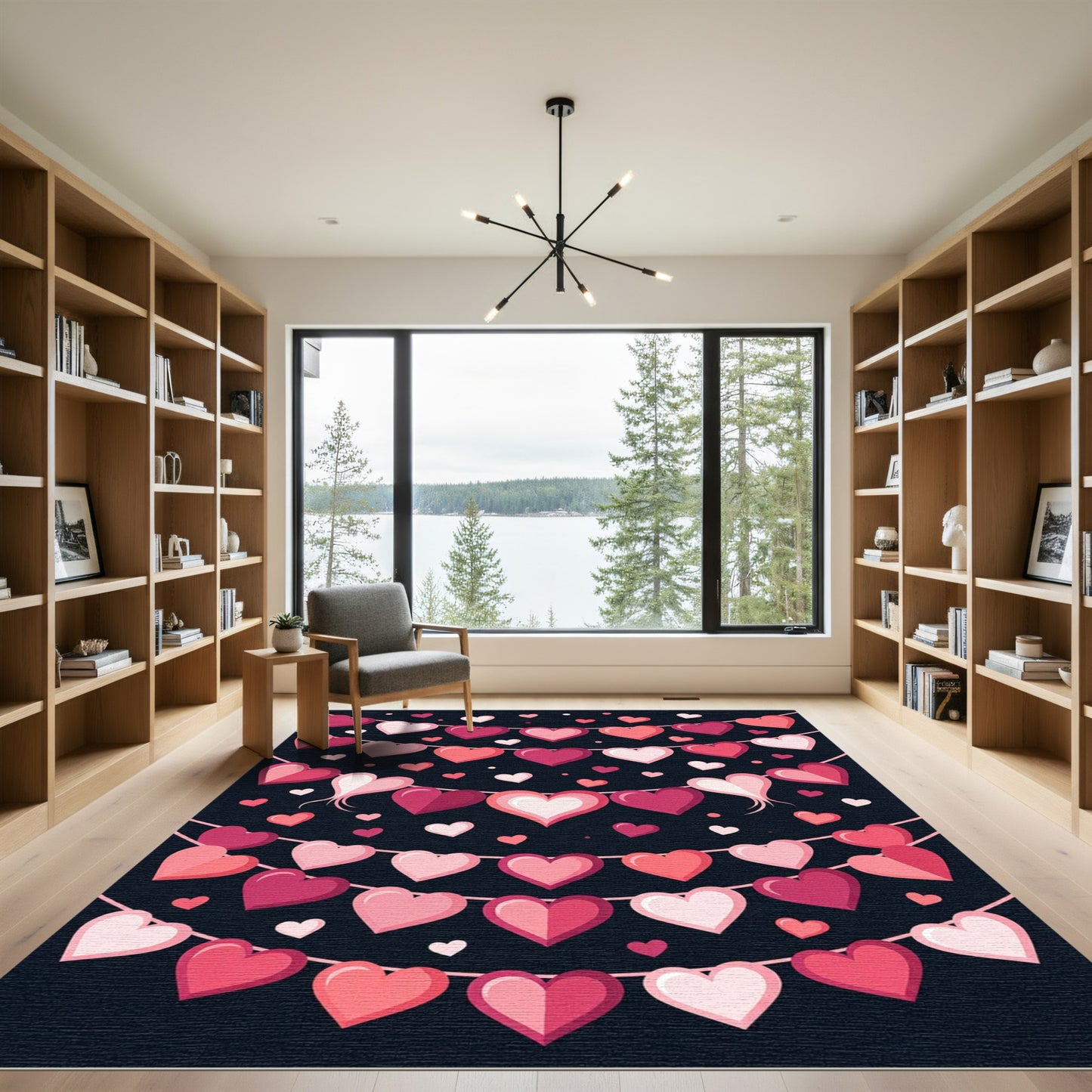 Red Pink Heart Garland String Rug