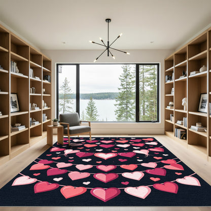 Red Pink Heart Garland String Rug