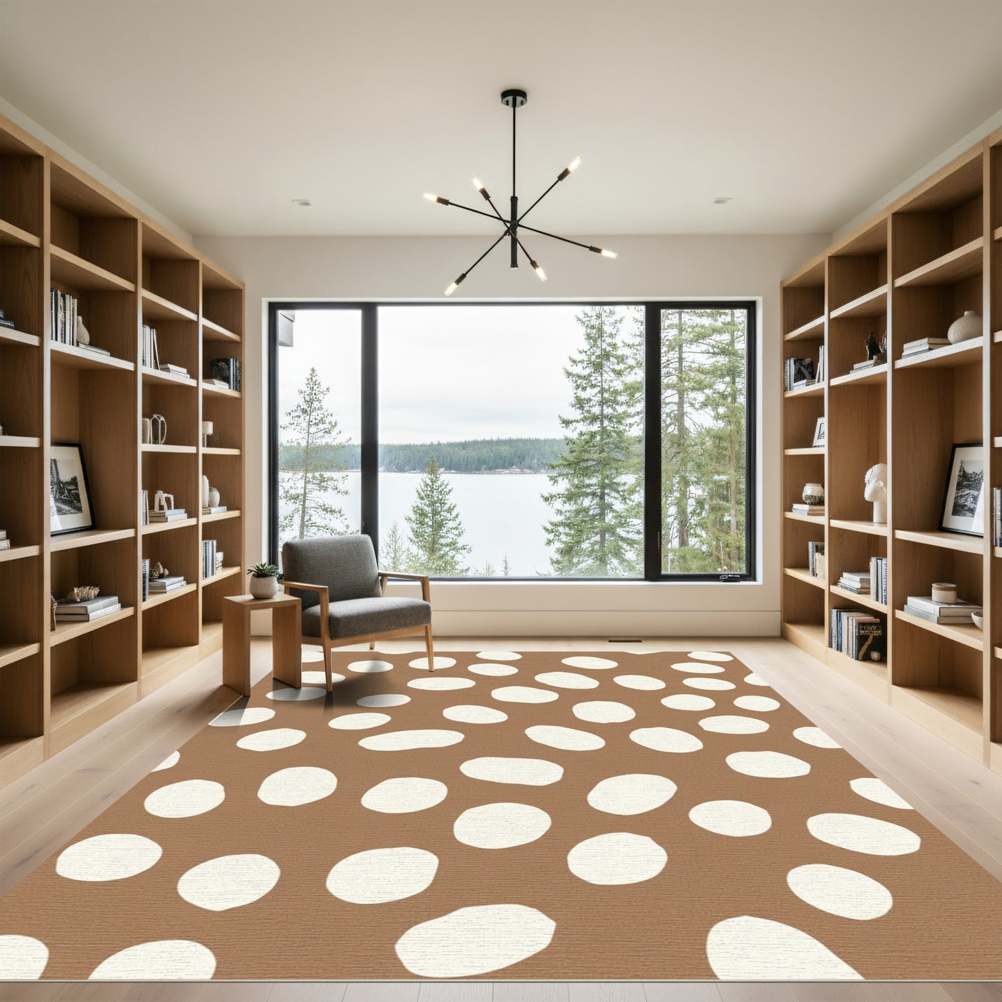 Brown White Spot Organic Composition Rug