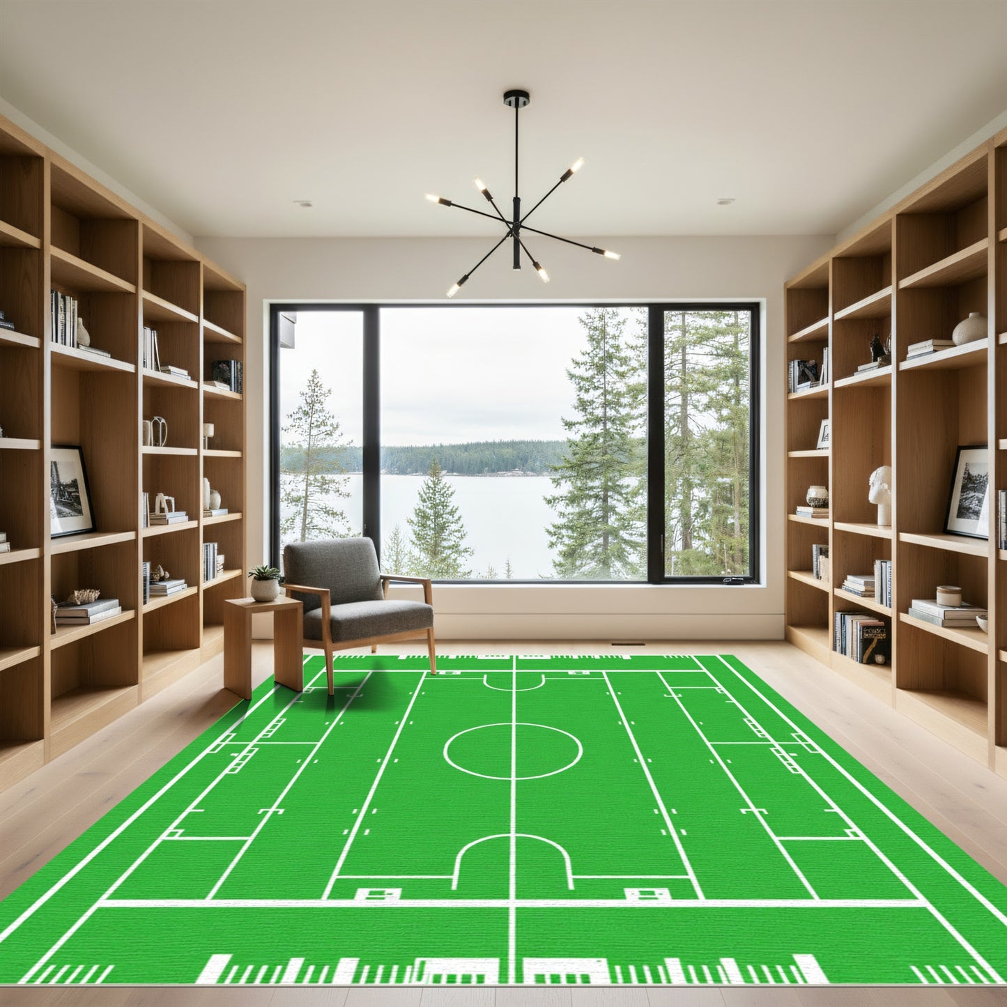 Green White Court Schematic Rug