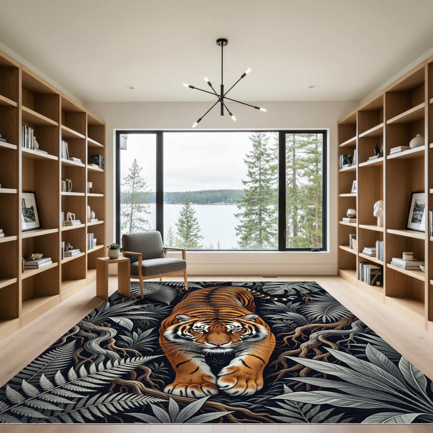 Majestic Orange Tiger Amid Jungle Foliage Rug