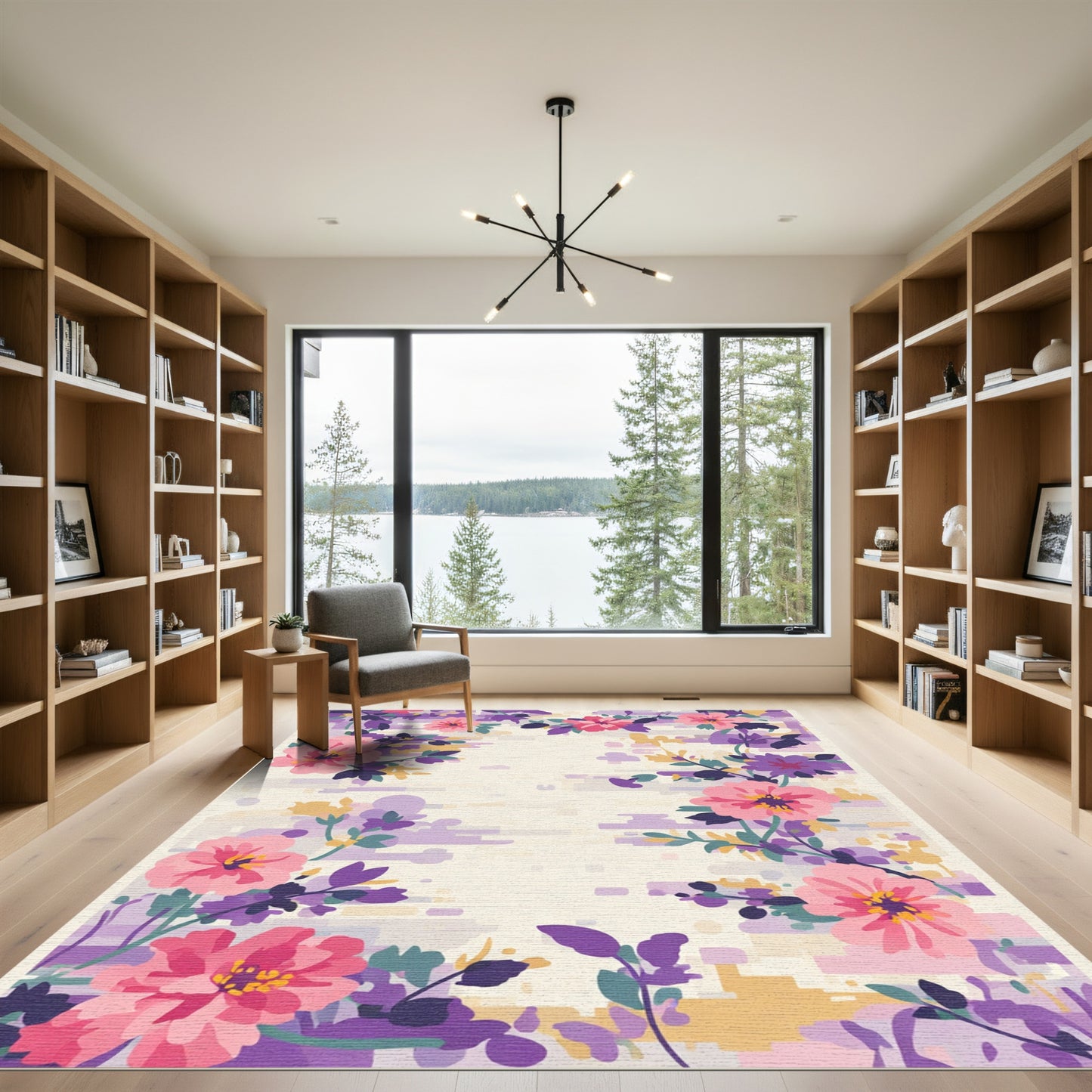 Pink Purple Floral Blossom Abstract Rug