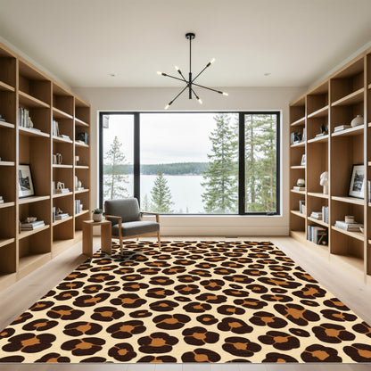 Beige Brown Leopard Spots Area Rug