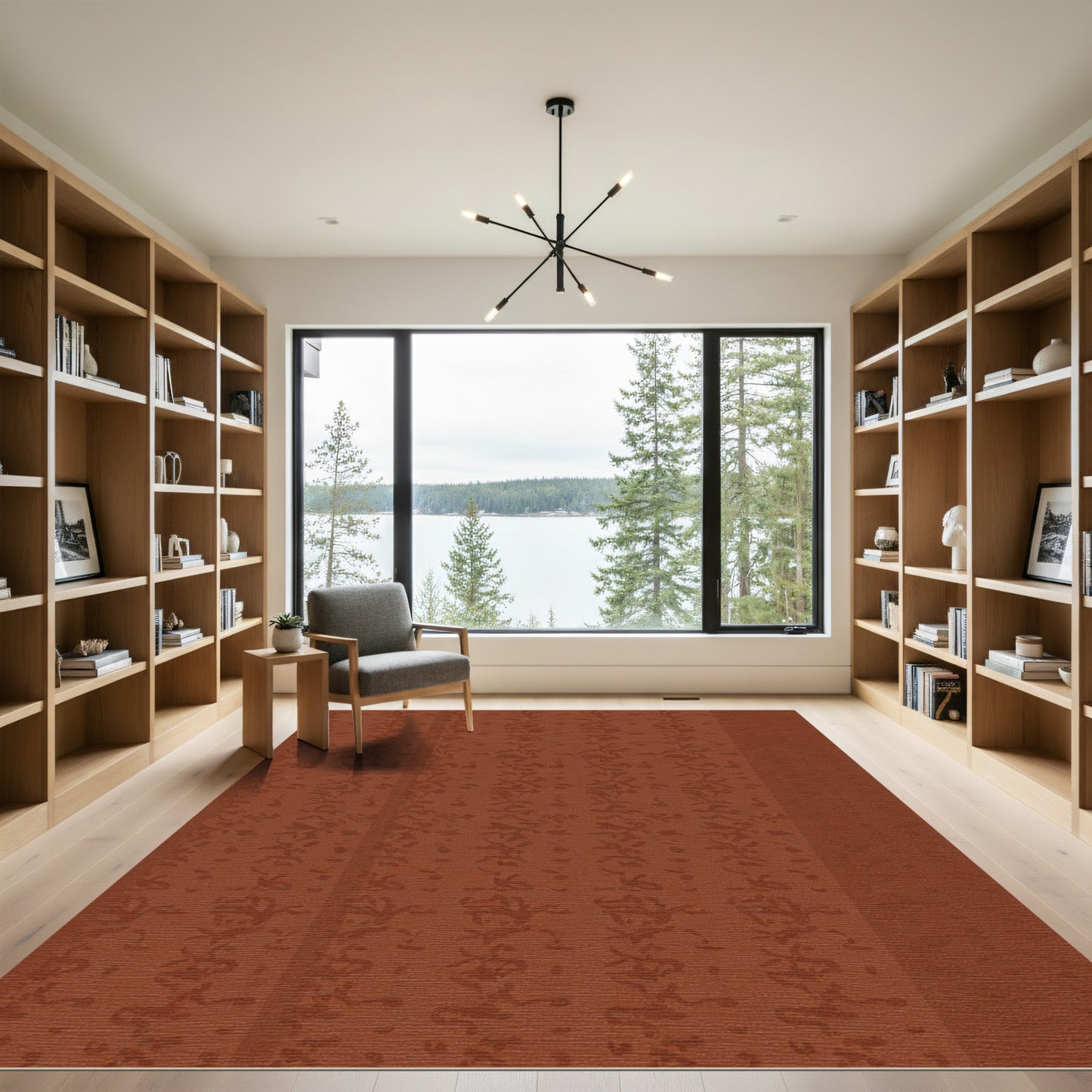 Reddish Brown Organic Vertical Stripe Rug