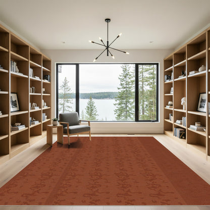 Reddish Brown Organic Vertical Stripe Rug