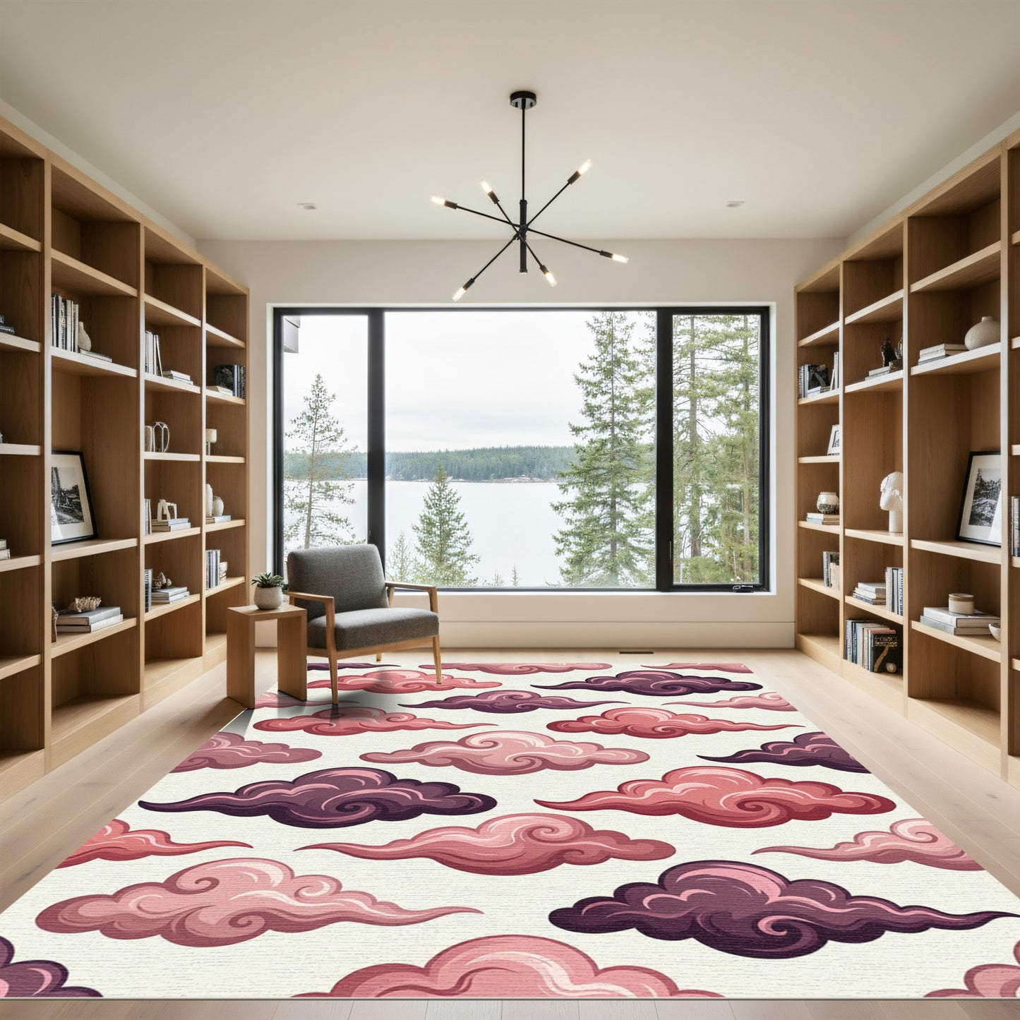 Dreamy Pink Purple Swirling Clouds Rug