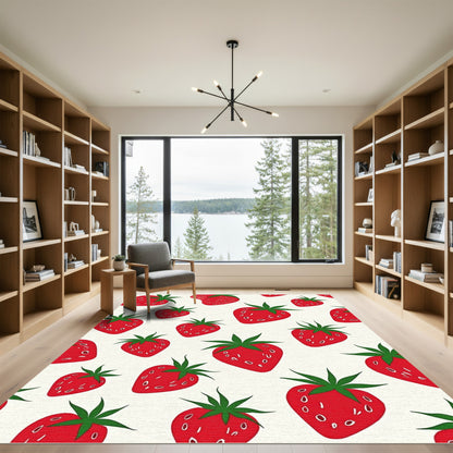 Vibrant Red Strawberry Scatter Rug