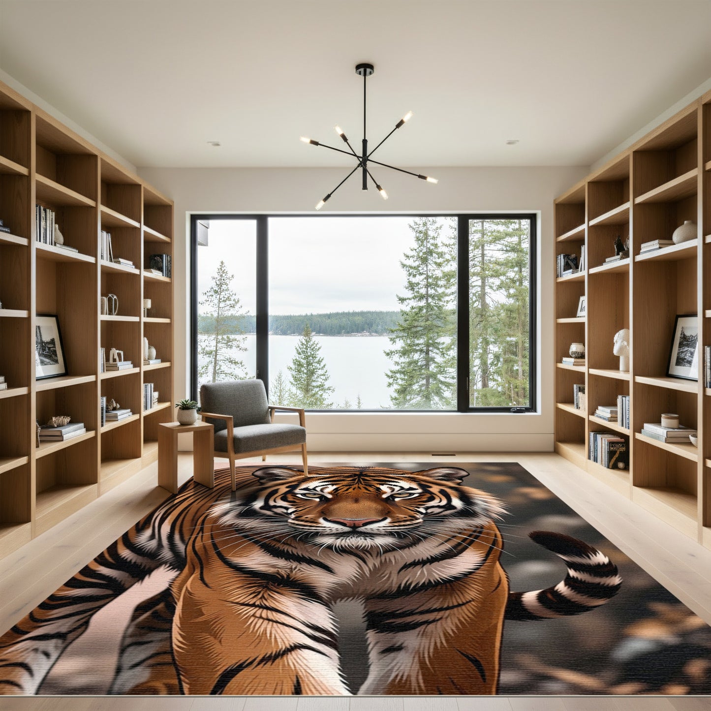 Bold Orange Tiger Face Portrait Rug