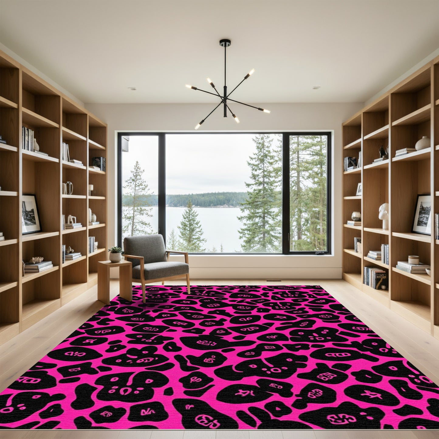 Hot Pink Black Animal Spots Rug