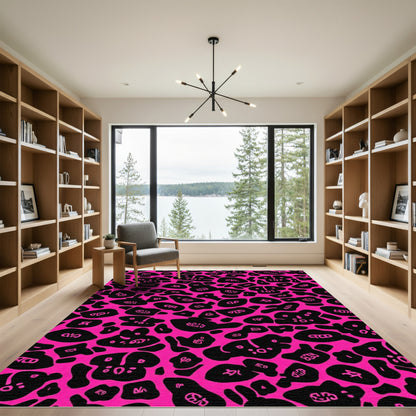 Hot Pink Black Animal Spots Rug