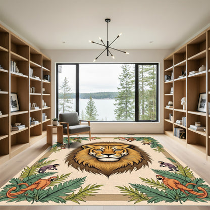 Golden Lion Monkey Jungle Scene Rug