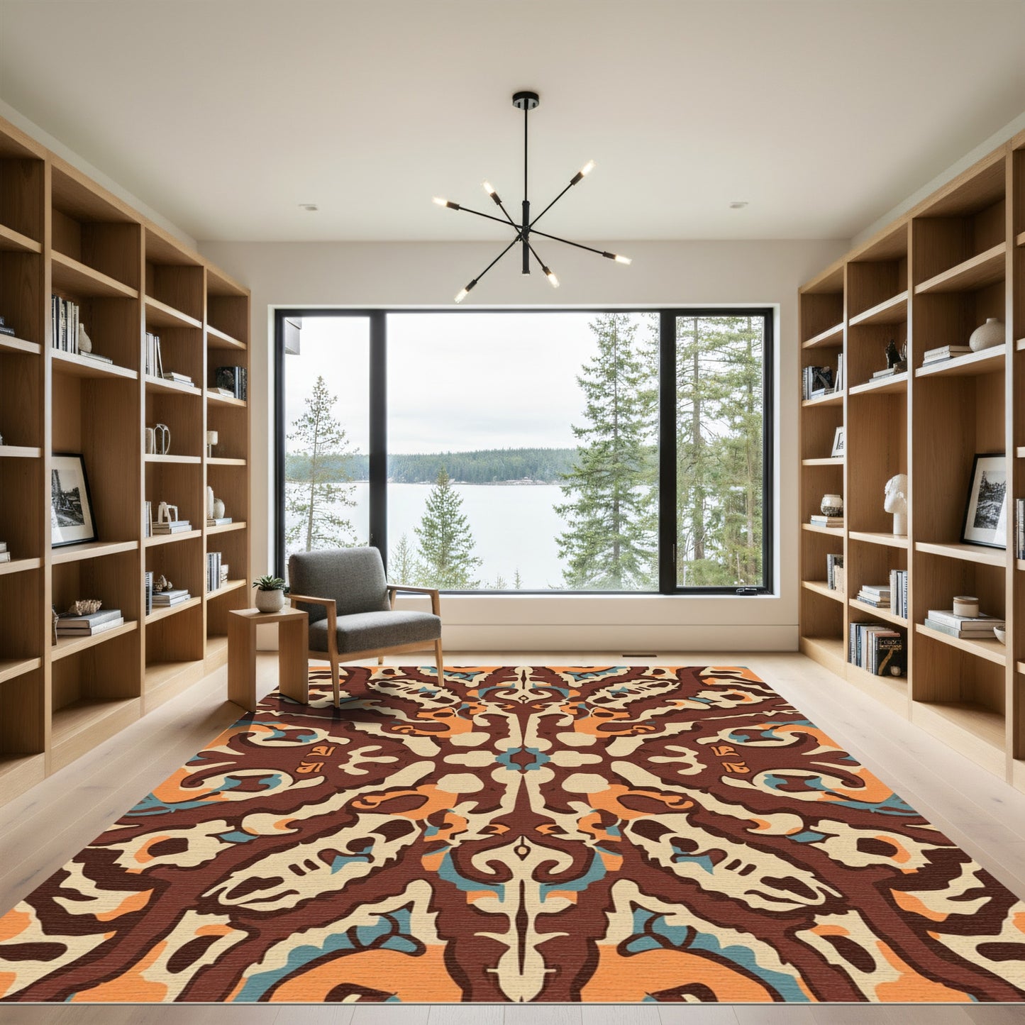 Brown Orange Earthy Tribal Medallion Rug