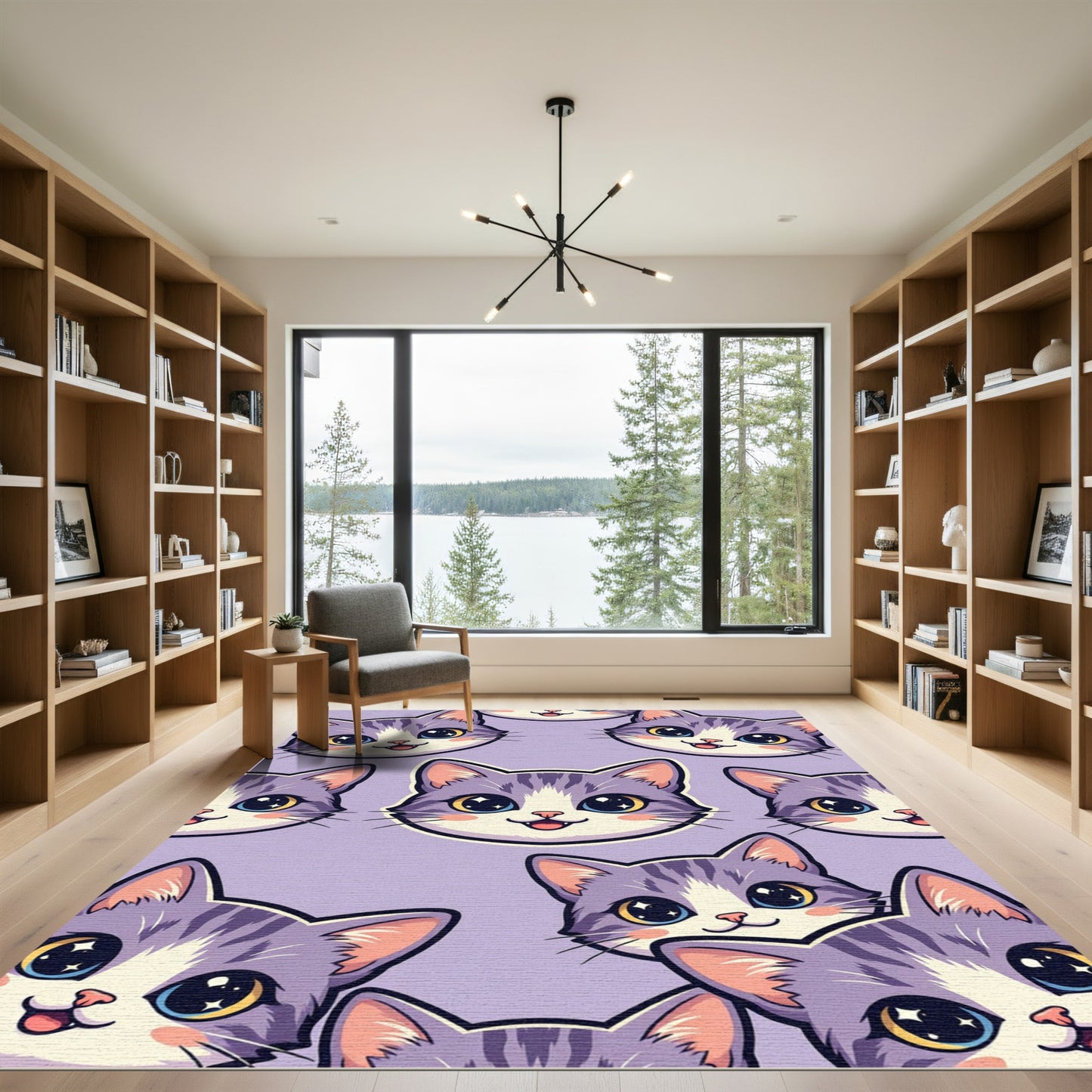 Cute Lavender Kitten Faces Area Rug