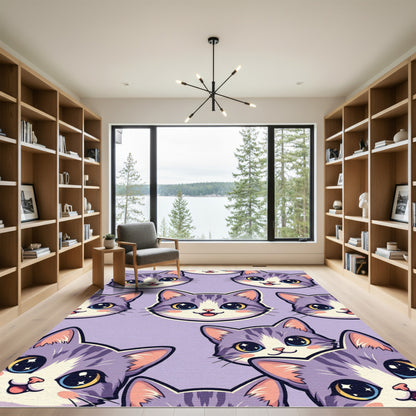 Cute Lavender Kitten Faces Area Rug