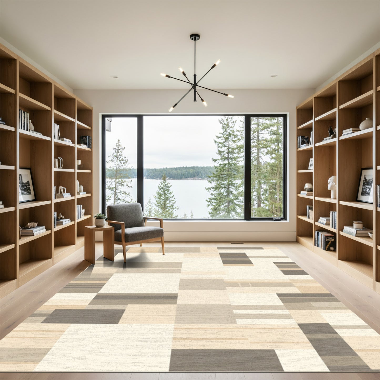 Neutral Contemporary Block Stripe Rug